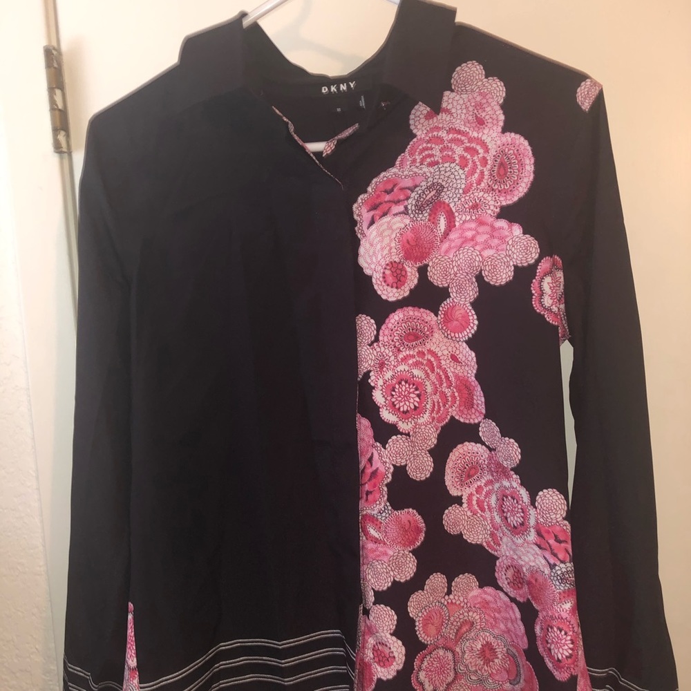 DKNYFloral Button Up Top